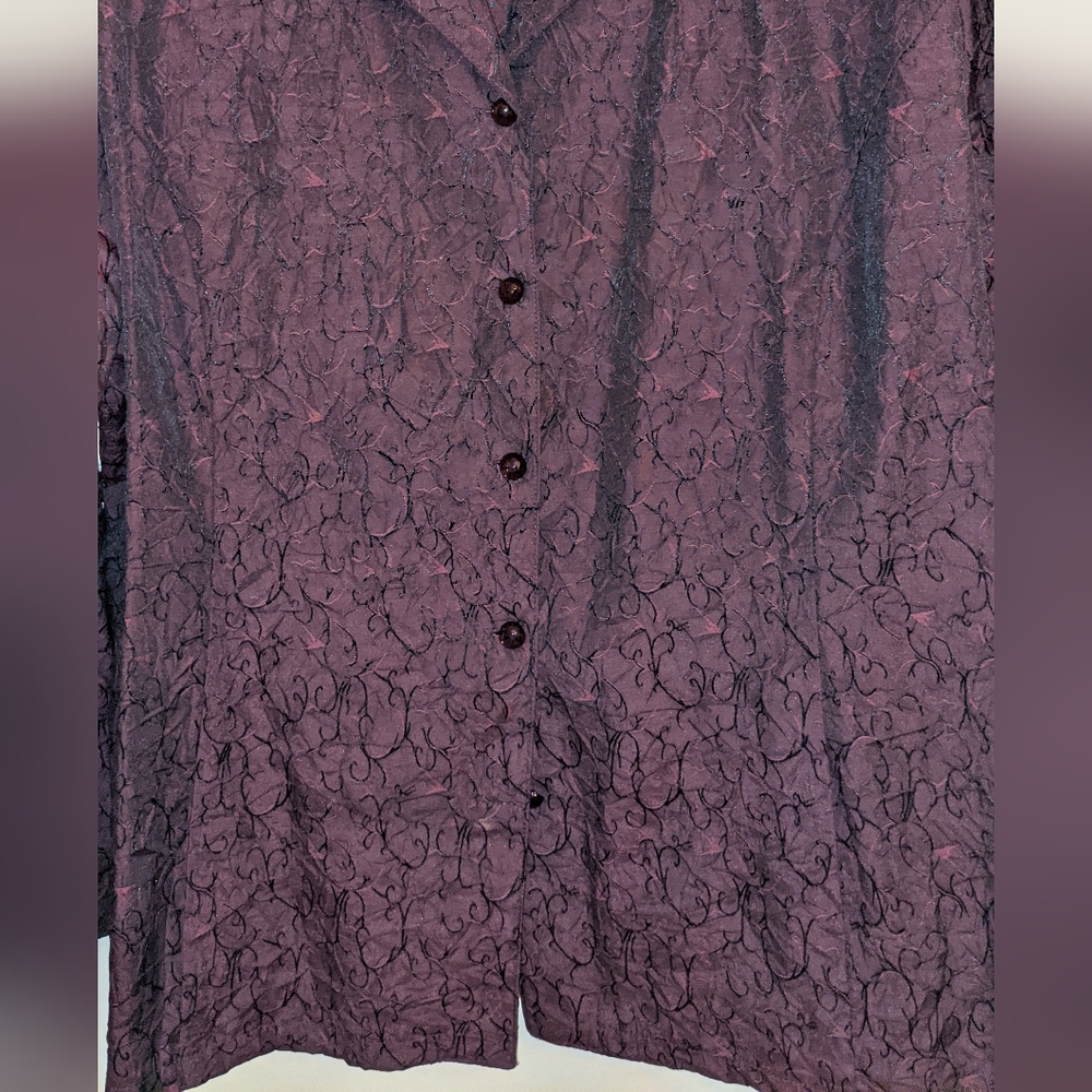 💐Burgundy Long Sleeve Dressy Top, Amanda Collection, XL - Picture 5 of 10
